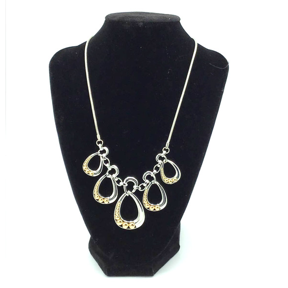 Ballet Silver and Gold Tear Drop Necklace - Picture 1 of 2